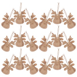 MAGICLULU 20 Pieces Unfinished Reindeer Head Cutouts Wooden Hanging Christmas Tree Holiday Crafts Gift Tags