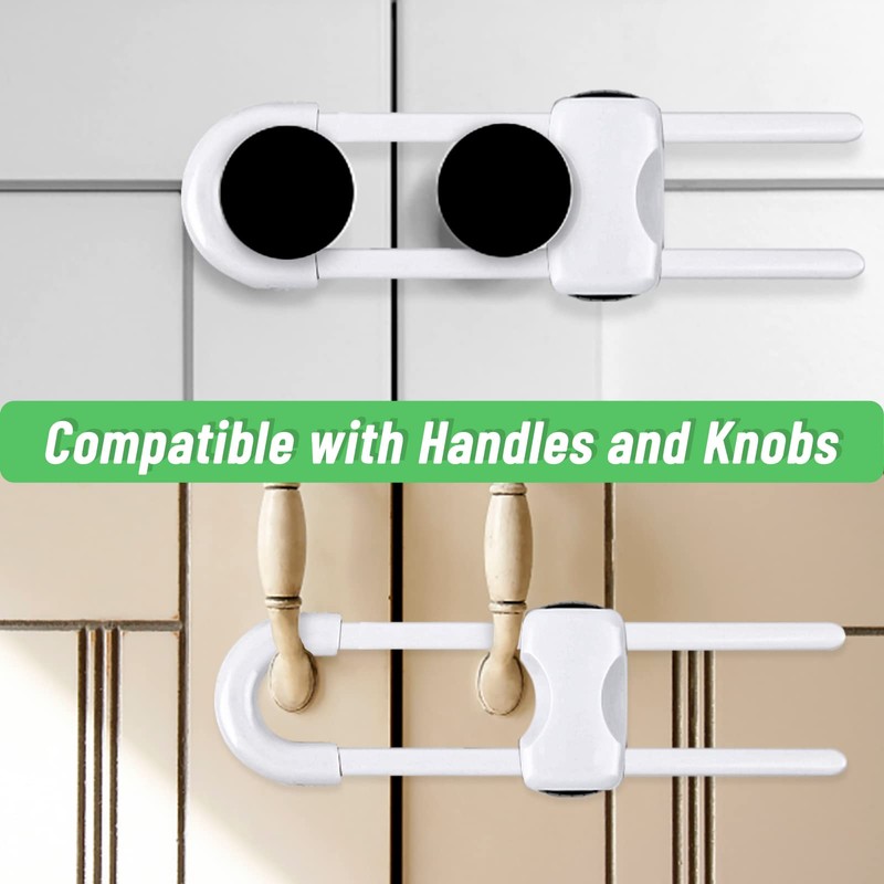 6 Packs Sliding Cabinet Locks, Modacraft Baby Proofing U-Shaped Child
