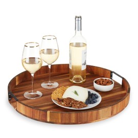 Twine 20 inch Wooden Serving Board, Lazy Susan, Turntables for Kitchen Countertop Decor Acacia Tray Set of 1, Wood