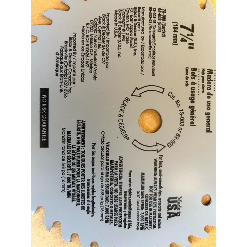 BLACK+DECKER Black & Decker 7-1/4 General Purpose Wood Cutting Circular