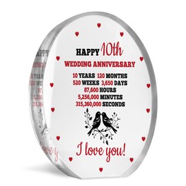 Red Ocean 10th Anniversary Wedding Gifts for Wife, Couples Gifts Acrylic Sign, 10th Wedding Anniversary for Wife Husband, Presents for Husband Wife, 10 Years Anniversary Keepsake
