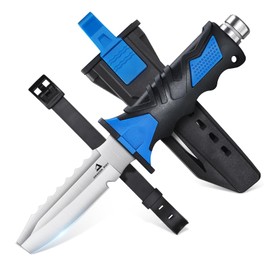 DRAGON RIOT Scuba Diving Knife with Leg Straps & Sheath - Stainless Steel Blade Dive Knife Lightweight, Sharp Divers Knife for Diving