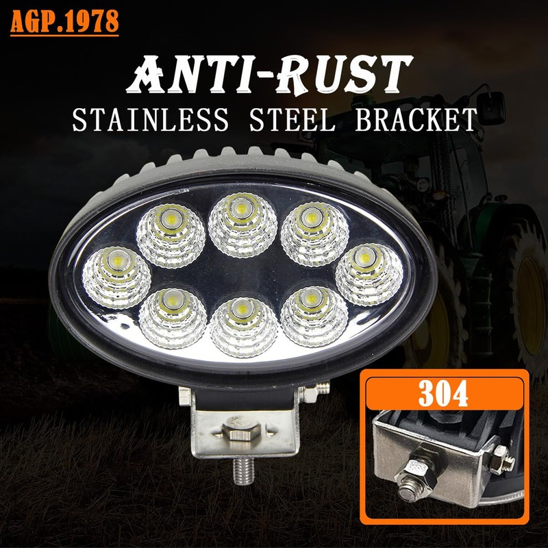 AGP.1978 2PCS Tractor Led Work Light, 12V 24W Oval Cab