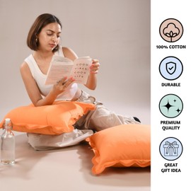 Folkulture Fall Pillow Covers, Throw Pillows for Couch Pillows for Living Room, Orange Throw Pillow Covers 20x20, Set of 2 Boho Throw Pillows, Accent Pillows, Decorative Pillow, Scalloped Pillow Cover