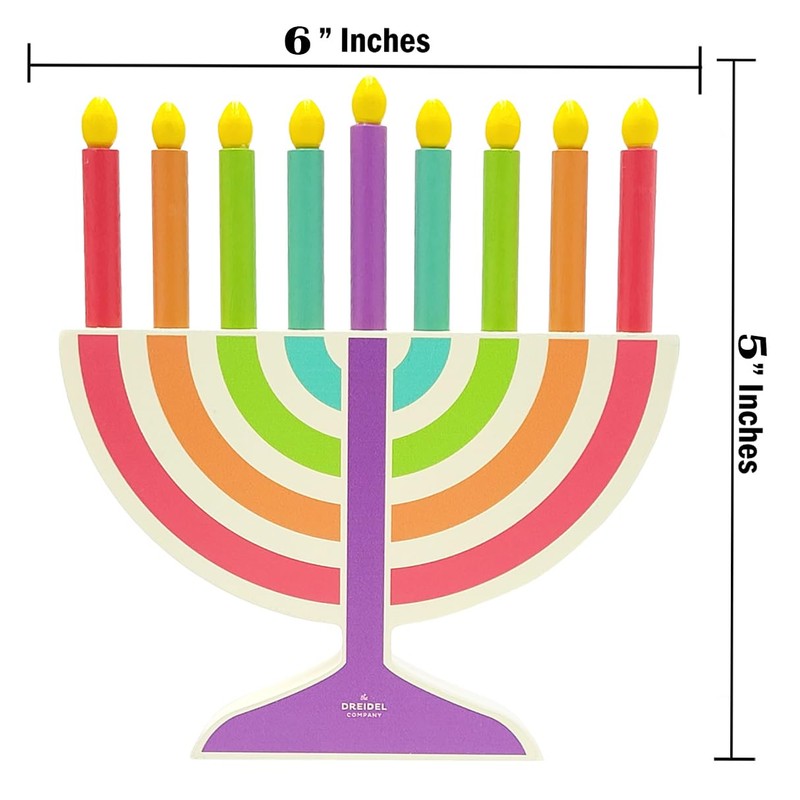 Mini Hanukkah Children Wooden Chanukah Menorah Multicolor with Removable Candles