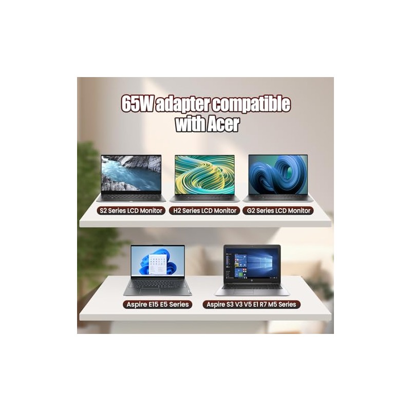 Adaptador Cargador CA de 19V 3.42A 65W para laptop Acer
