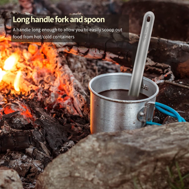 TiTo Titanium Long Handle Spork and Spoon Eco-Friendly Ultralight Portabale