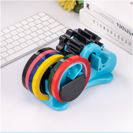 Blue Heat Tape Dispenser -for Pre-Cut Sublimation | Heat-Resistant, Heat Transfer, Heat Press | Thin Double-Sided and Clear Tape, 1 '' & 3'' Core, Semi-Automatic Tape Dispenser with Compartment Slots