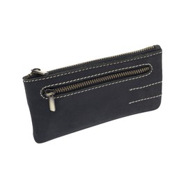 LEAS Key Bag Extra Large with 2 Rings and Gift Box Genuine Leather Black Vintage Collection 15 x 8 x 1 cm (W x H x D), black, Vintage