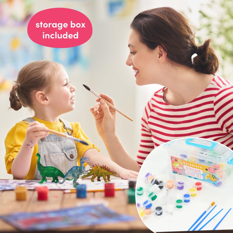 THE TWIDDLERS 20-Piece Dinosaur Painting Set, 5 Dinosaur Figures with