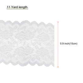 sourcing map 6 Inch Wide 11 Yard Lace Ribbon Floral Pattern White Lace Trim Ribbon for Sewing Making, and DIY Crafts, Gift Wrapping, Bouquets, Wedding Decor