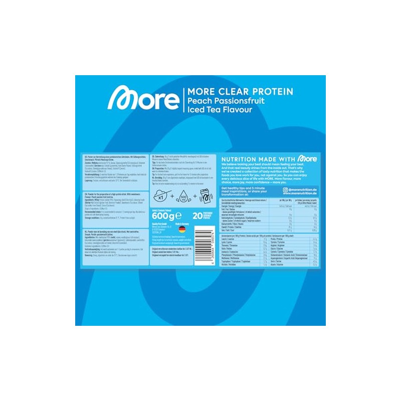 MORE Clear Protein, Peach Passionfruit Ice Tea, 600 g, Protein