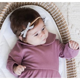 Baby Bow Nylon Headband for Newborn Infant Toddler Baby Girls Hair Bow Elastic Band Accessories (Pink/Bubble)