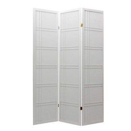 ORIENTAL Furniture 6 ft. Tall Double Cross Shoji Screen - White - 3 Panels