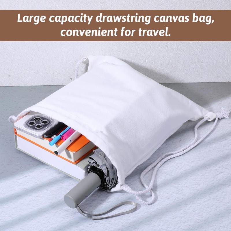 KALIONE Cotton Canvas Drawstring Backpack Bag, 1Pack Cotton Drawstring Bags,