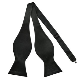 Mens Silk Satin Formal Self Tie Bow Tie Adjustable Self-tied Bow Wedding Necktie (Black)