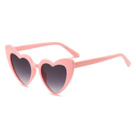 Long Keeper Retro Heart Sunglasses - Vintage Women's Sunglasses Heart Shape with UV400 Protection Hippie Heart Glasses Aesthetic Heart Glasses, pink