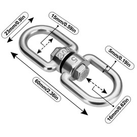 luvtree 8 Pieces M5 Stainless Steel Double Ended Swivel Eye Hook,Heavy Duty Swivel Eye Hook,Keychain Connector for Boats and Pets,Multi-Purpose Hanging Hook,Durable Metal Swivel Shackle.