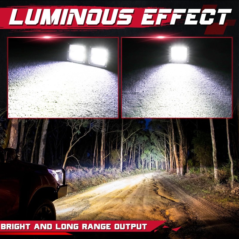 OFFROADTOWN LED Pod Lights 2PCS 3 Inch 120W CREE Cubes
