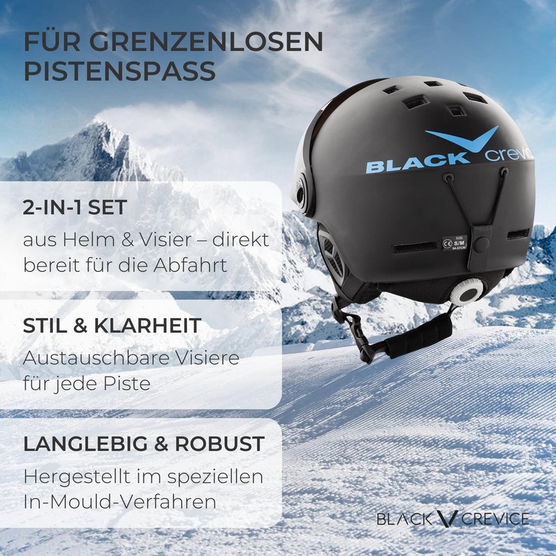 Black Crevice Ski Helmet, black, 54-57 cm