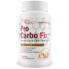 Pro Carbo Fix - Natural Gut & Carb Cleanse Supplement - Plant Based Formula w/Probiotics - Support Digestive Health & Blood Health - Help Flush Carbs & Toxins - Promote Regularity & Reduced Gut Bloat
