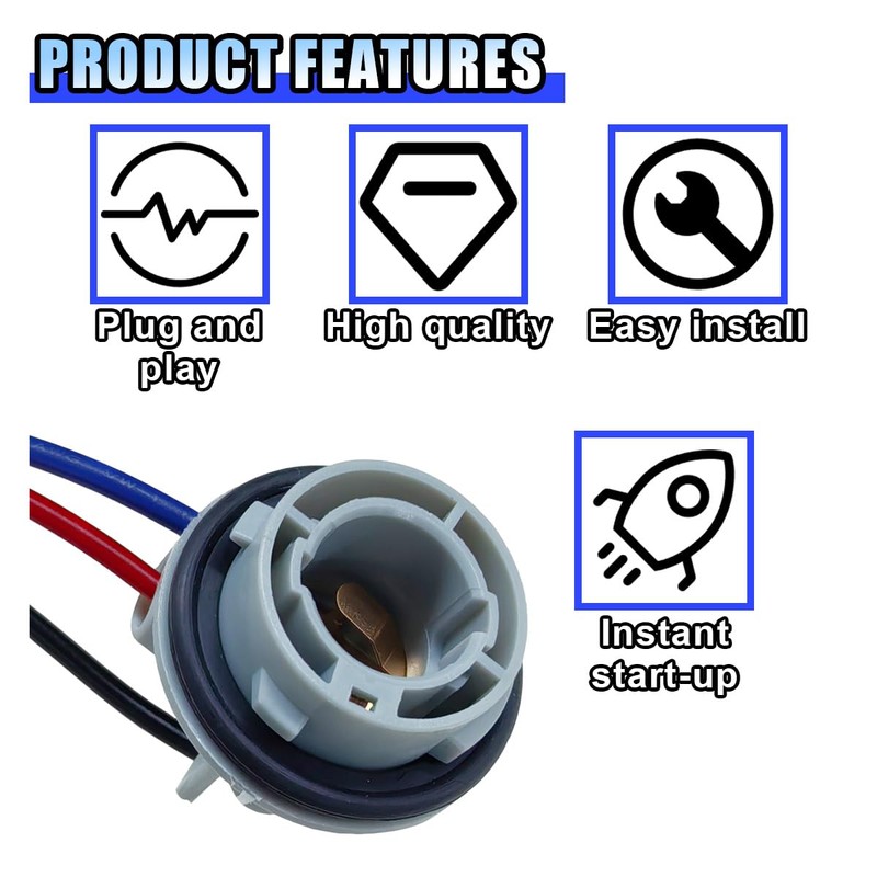 2PCS 1157 LED Bulb Socket Plug, Turn Signal, Brake Light,