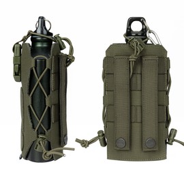 IDOGEAR Tactical Water Bottle Pouch Military Adjustable Straps Kettle Carrier Holder for Outdoor Sports (Ranger Green)
