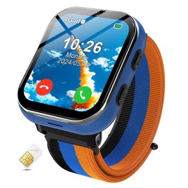 AYATAHA Smart Watch for Kids, 4G Kids Smartwatch Phone Touch Screen, Call SOS Games Pedometer Fitness Alarm Calculator Clock Camera Music Player, Suitable for Children Aged 4-12 Years Old, Blue