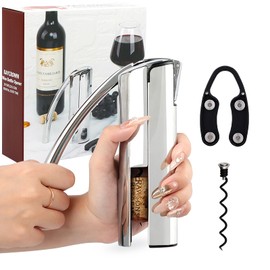 KAYCROWN Wine Opener, Stainless Steel Vertical Lever Corkscrew with Foil Cutter, Extra Spiral and Premium Gift Box, Wine Bottle Opener, Manual Wine Opener for Wine Tasting, Sommelier, Bartenders
