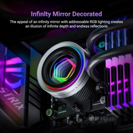 ID-COOLING FX360 INF 360mm Liquid CPU Cooler, AIO Cooler with ARGB Infinity Mirror Effect, 3x120mm Daisy-Chained Fans Low-Noise Operating 27.2dB(A) Max., Intel LGA1851/1700/1200/115X & AMD AM5/AM4