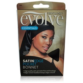 Evolve Satin Edge Pocket Bonnet , Black , One Size