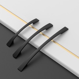 Amerdeco 10 Pack Matte Black Cabinet Pulls 5 Inch(128mm) Hole Centers Kitchen Cabinet Handles Solid Zinc Alloy Cabinet Hardware Drawer Pulls AM010