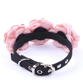 SKS PET Dog Collar Pet Necklace Roses Flower Design for Small Dogs Girl Chihuahua Yorkie Adjustable Handmade (M, Pink)