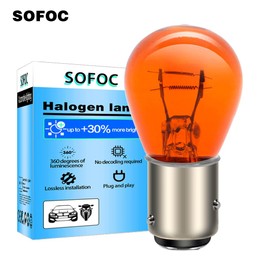 SOFOC-BAZ15D P21/5W Brake/Reverse Light Tail Light Cornering lights For Car/Boats & RVs Campers S25 12V Amber Yellow Dual Contact 2Pcs