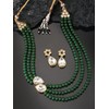 Aheli Pearl Mala Collar verde con pendientes para mujeres Niñas