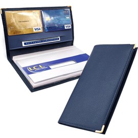 Charmoni - Checkbook case - Credit card holder - ID card holder - ticket - leather - all in one - lightweight and compact, C07 indigo blue, one size, classic, c07 indigo blue, Classic