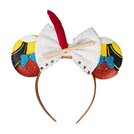 JIAHANG Cartoon Mouse Ears Headband, Sequin Bow Hair Band with Feather, Party Decoration Costume Headwear