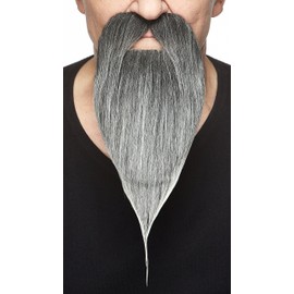 Mustaches Self Adhesive Fake Beard, Novelty, Philosopher False Facial Hair, Costume Accessory for Adults, Salt and Pepper Color