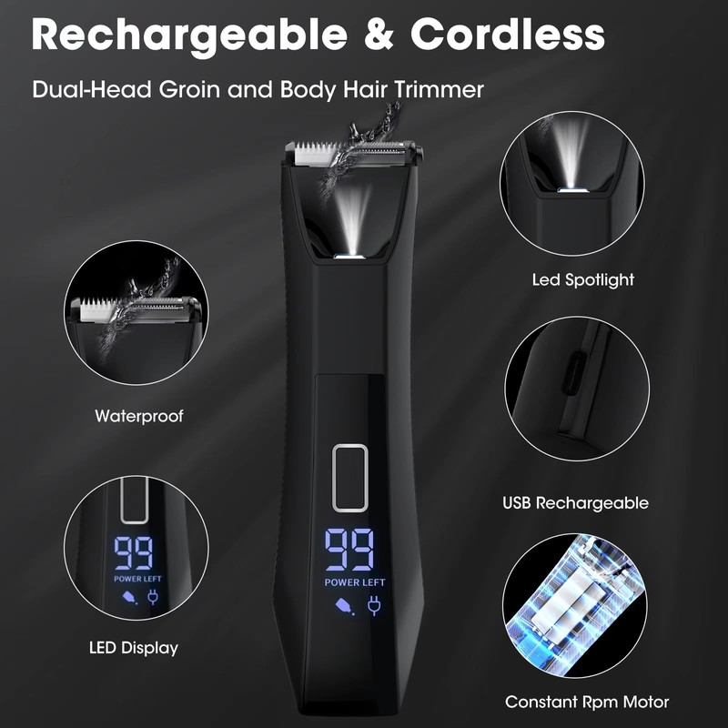 Zesuti 2-in-1 Manscape Trimmer for Men,Body & Groin Hair Trimmers