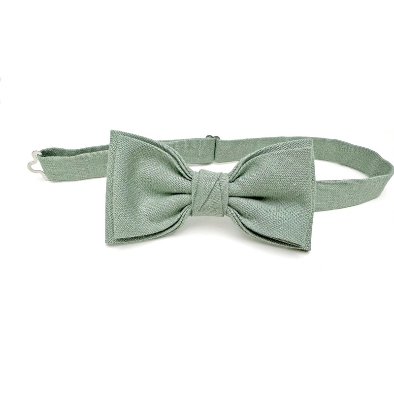 LINILI Linen Bow Tie for Men, Pre-tied and Adjustable, Handmade