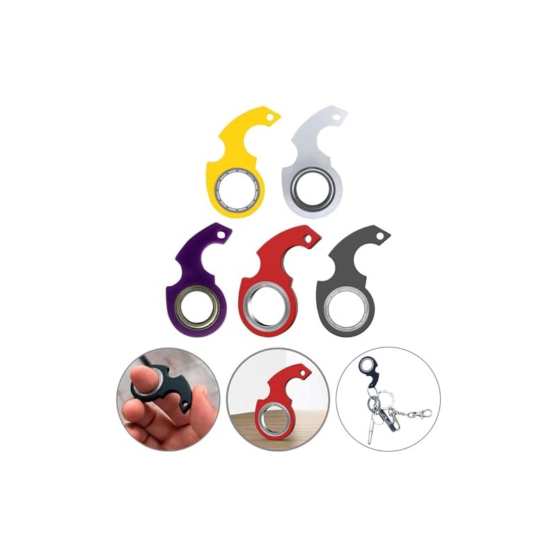 White Keyring Spinner Fidget Ring Key Spinner with Metal Key