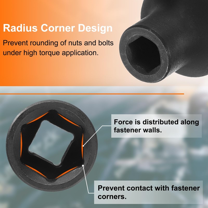 sourcing map Deep Impact Socket 3/8" Square Drive by 7mm