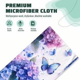 Blue Butterfly Bath Hand Towels Set of 2 Absorbent Summer Watercolor Floral Decorative Hand Towels for Bathroom Kitchen Home Spa Hotel Yoga,Bathroom Decor Accessories Gifts for Women Man 14x28 Inch