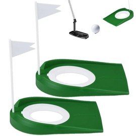 JOAOXOK Putting Green Indoor set, 2 Pack Golf Putting Cup With Flag Golf Putting Practice Training Aids Indoor Outdoor Golf Putting Hole Putter Regulation Cup for Office Practice (2)