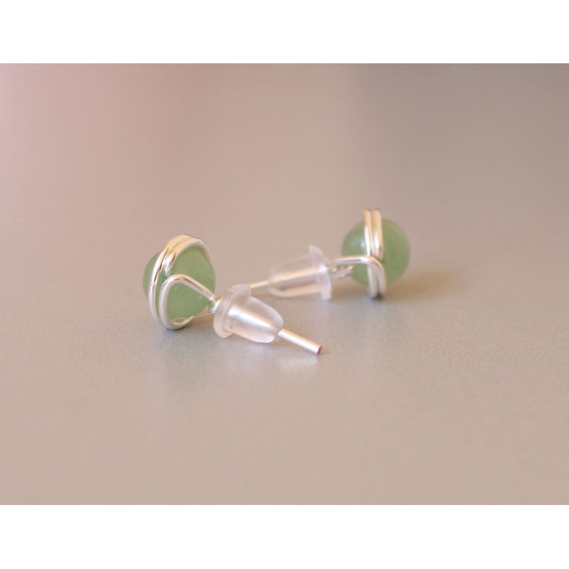 Silver-plated earrings made of gemstone aventurine