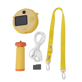 Kids Selfie Camera 2 Inch HD IPS Screen Dual Lens 48MP 32GB Portable Cute Digital Camera Toy with Tripod for Christmas Birthday Gift Yellow