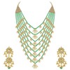 Aheli Multi Layered Green Pearl con Kundan Collar Pendiente Indio