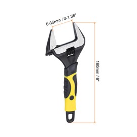 sourcing map Adjustable Wrench 6" CR-V Wrench Set Universal Spanner Wide Opening Jaw Phosphating for End and Plumbing Repairs, Black/Yellow