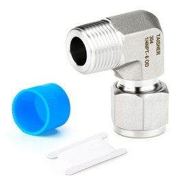 TAISHER 1PCS 304 Stainless Steel 90 Degree Compression Tube Pipe Fitting Connector, 6MM Tube OD x 1/4" NPT Male Adapter
