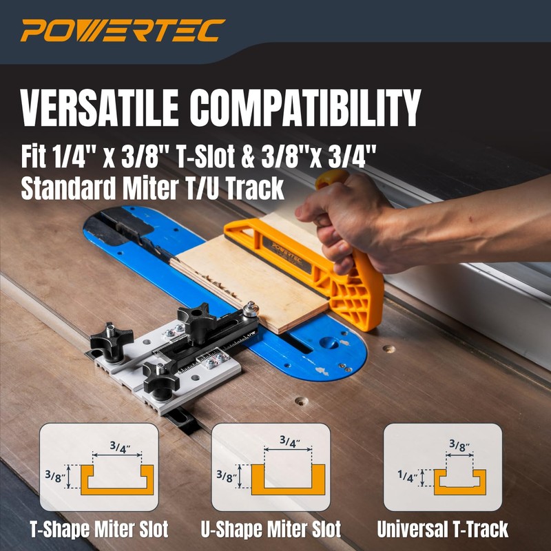 POWERTEC Thin Rip Jig for Table Saw - Sliding Guide